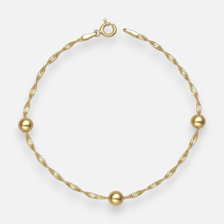 Pulsera Espiral Esferas Baño de Oro